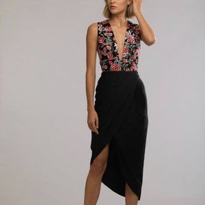 SAU LEE Mila Embroidered Tulip Skirt Dress
